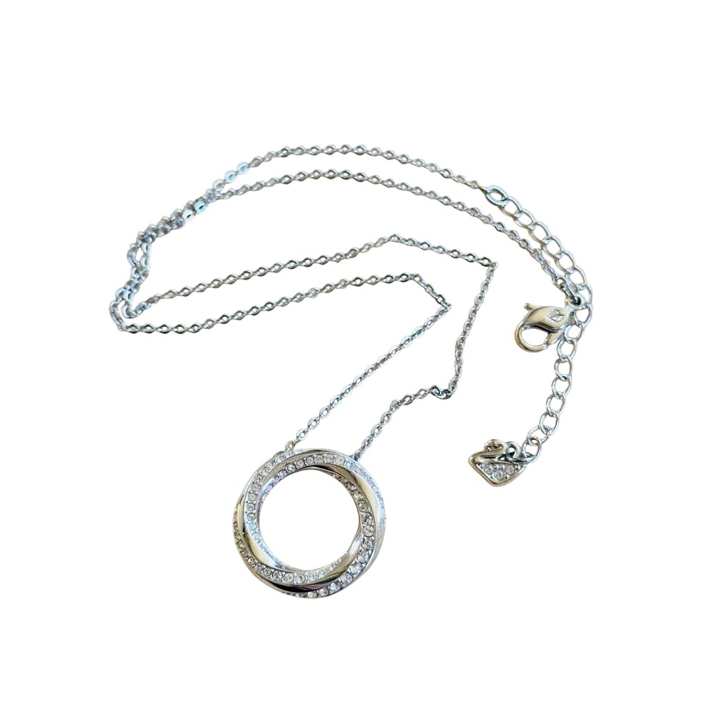 Swarovski Hilt Necklace Ring Pendant Crystal Pave Silver Rhodium Plated Chain